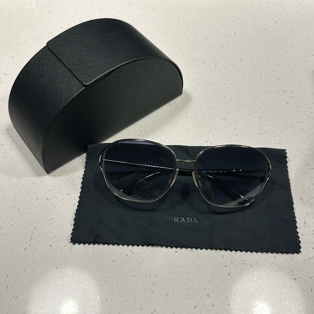 Silver and Blue Prada Sunglasses